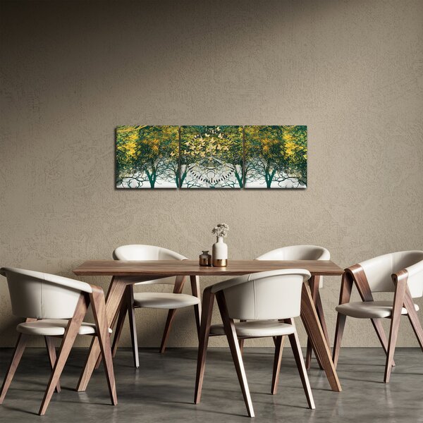 Tablou - Căprioare în pădurea verde (cu ceas) (90x30 cm)