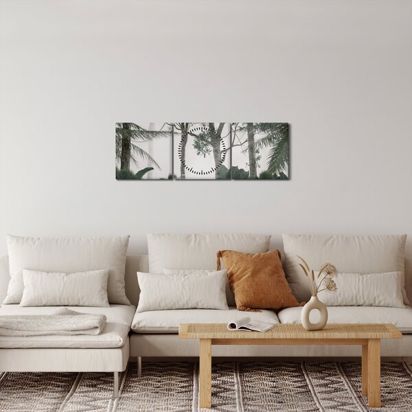 Tablou - Jungla în ceața dimineții (cu ceas) (90x30 cm)