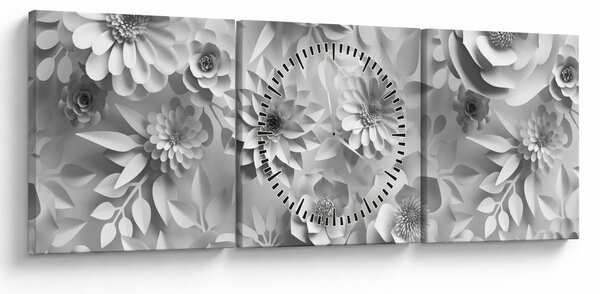 Tablou - Flori albe (cu ceas) (90x30 cm)