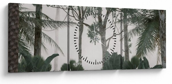 Tablou - Jungla în ceața dimineții (cu ceas) (90x30 cm)