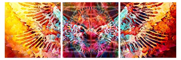 Tablou - Merkaba cu aripi, abstracție (cu ceas) (90x30 cm)