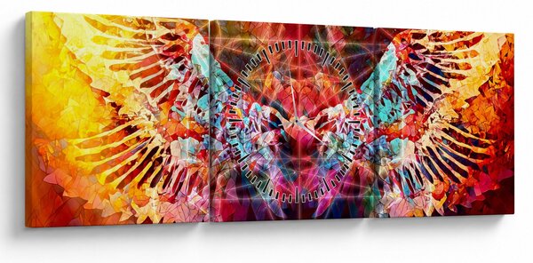 Tablou - Merkaba cu aripi, abstracție (cu ceas) (90x30 cm)