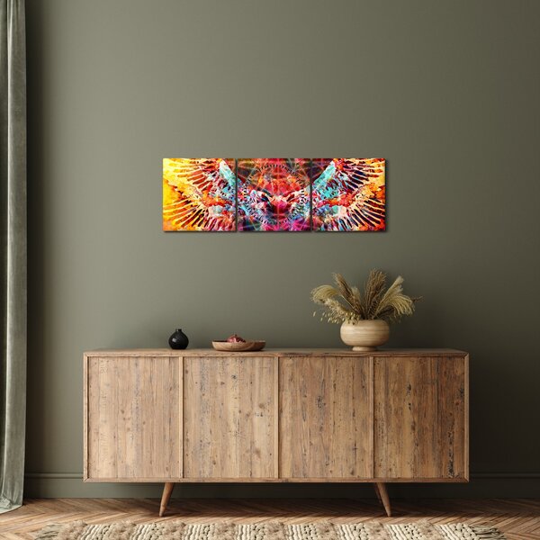 Tablou - Merkaba cu aripi, abstracție (cu ceas) (90x30 cm)
