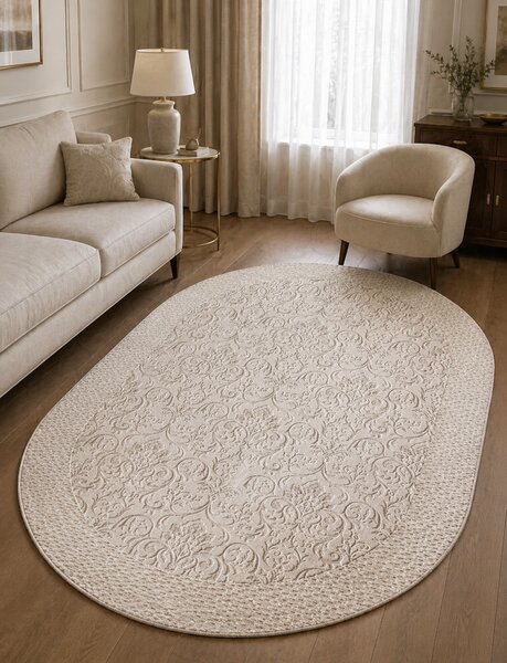 Covor Sufragerie Dormitor, Model Itea Oval 42005 116, Bej 80x150