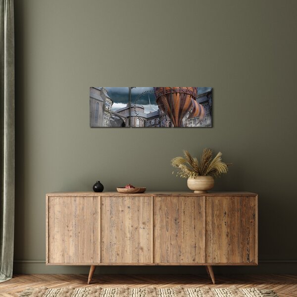 Tablou - Peisaj suprarealist (cu ceas) (90x30 cm)