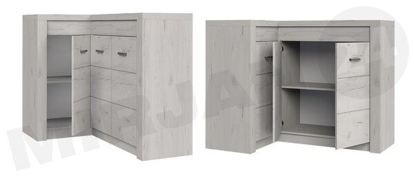 Z0ND0 Comodă de colț Nadenas N15 O (Stejar craft Alb) (cu iluminat LED alb). 1104885