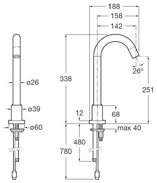 Roca Loft-E baterie lavoar stativ electrică crom A5A3743C00
