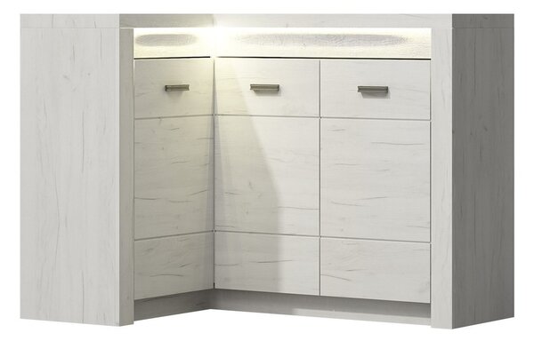 Z0ND0 Comodă de colț Nadenas N15 O (Stejar craft Alb) (cu iluminat LED alb). 1104885