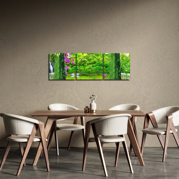 Tablou - Grădina magică cu lebede (cu ceas) (90x30 cm)
