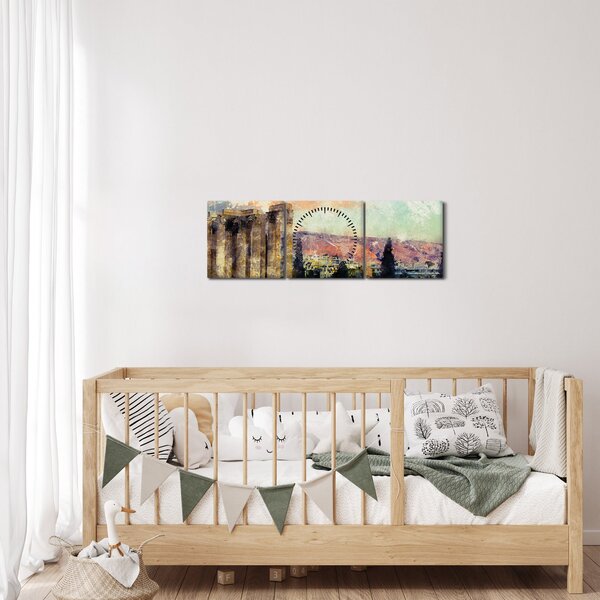 Tablou - Acropole, Atena, Grecia (cu ceas) (90x30 cm)