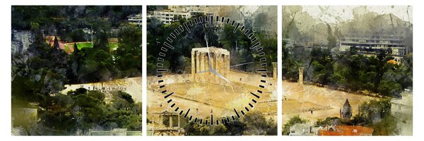 Tablou - Templul lui Zeus, Atena, Grecia (cu ceas) (90x30 cm)