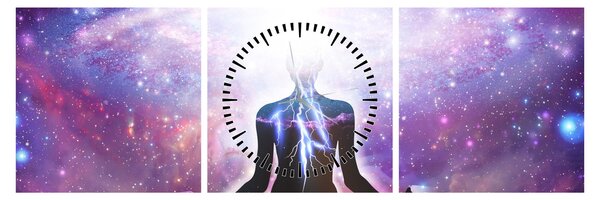 Tablou - Conexiune cu univers (cu ceas) (90x30 cm)