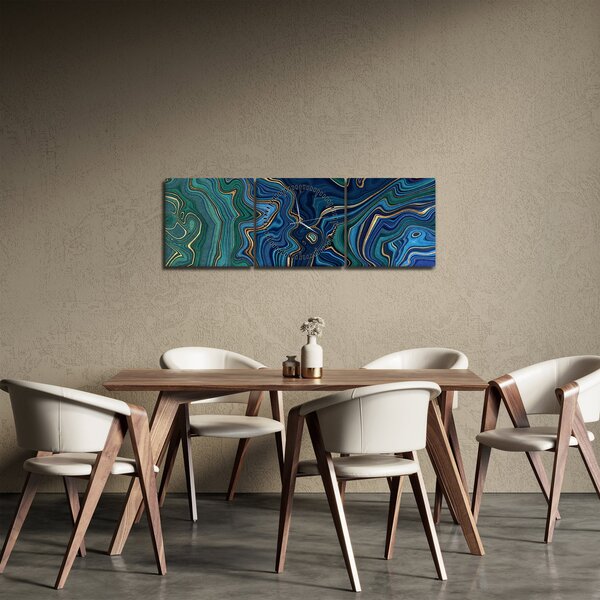 Tablou - Marmură verde- albastru (cu ceas) (90x30 cm)