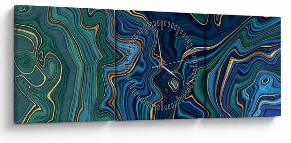 Tablou - Marmură verde- albastru (cu ceas) (90x30 cm)