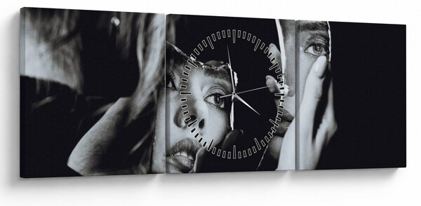 Tablou - Privind în oglindă (cu ceas) (90x30 cm)
