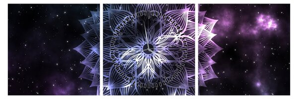 Tablou - Mandala Lotus în spațiu (cu ceas) (90x30 cm)