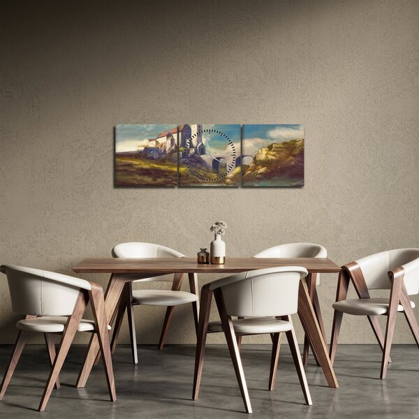 Tablou - Castelul medieval (cu ceas) (90x30 cm)