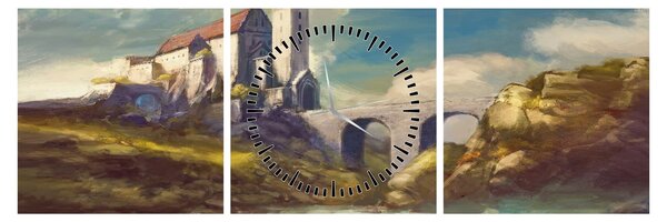 Tablou - Castelul medieval (cu ceas) (90x30 cm)