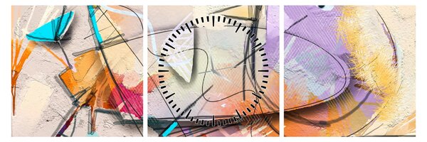 Tablou - Abstract, pasăre (cu ceas) (90x30 cm)