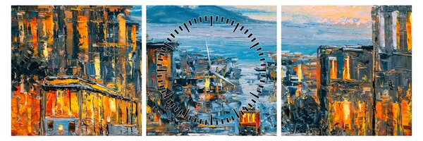 Tablou - Telecabină, San Francisco (cu ceas) (90x30 cm)