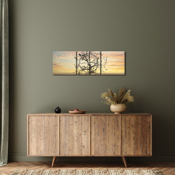 Tablou - Copac în deșert (cu ceas) (90x30 cm)