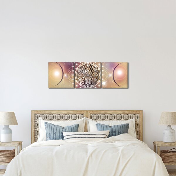 Tablou - Mandala cu elemente (cu ceas) (90x30 cm)
