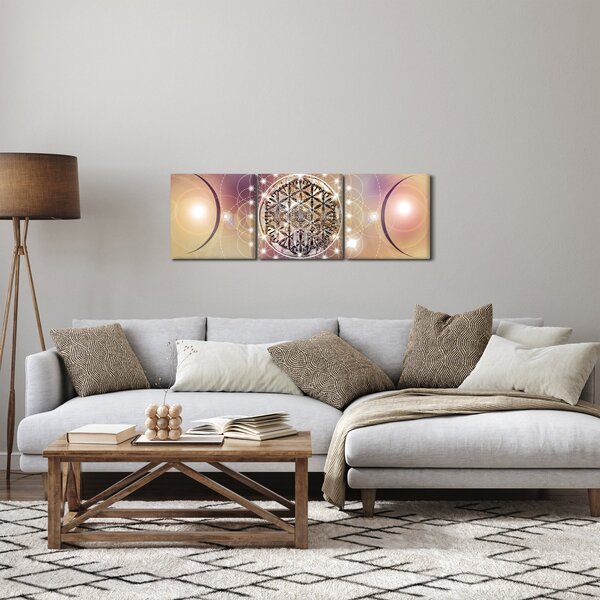 Tablou - Mandala cu elemente (cu ceas) (90x30 cm)