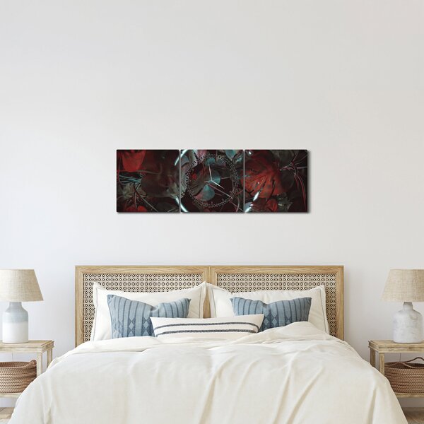 Tablou - Cerc de neon între palmieri (cu ceas) (90x30 cm)