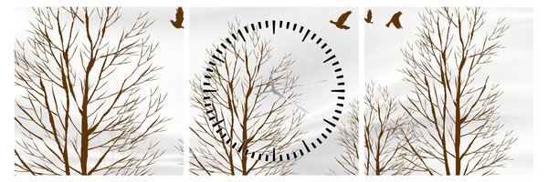 Tablou - Cerb lângă râu (cu ceas) (90x30 cm)