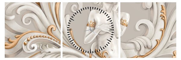 Tablou - Imagine a zeiței într-un fundal ornamental (cu ceas) (90x30 cm)