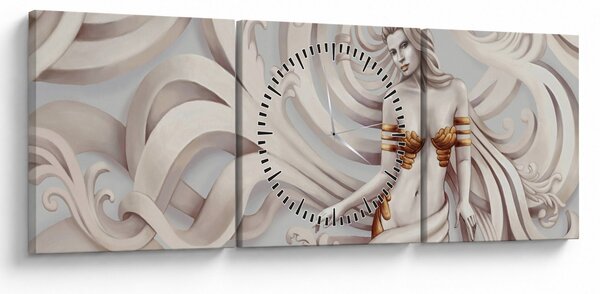 Tablou - Zeița motiv floral (cu ceas) (90x30 cm)