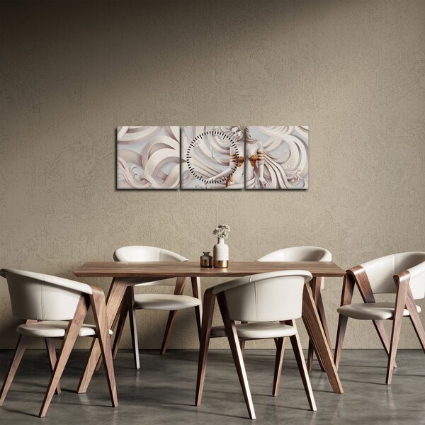 Tablou - Zeița motiv floral (cu ceas) (90x30 cm)