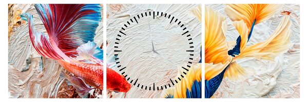 Tablou - Pești războinci (cu ceas) (90x30 cm)