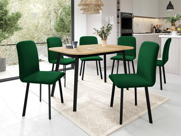 Masă sufragerie extensibilă 130 cm Grospan S 130x80 (Stejar craft auriu + Negru) (pentru 4-6 persoane). 1105346