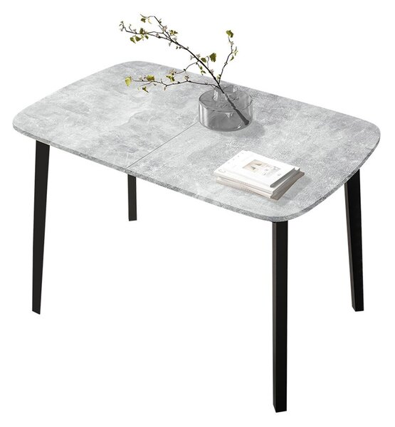Masă sufragerie extensibilă 130 cm Grospan S 130x80 (Gri Marmură + Negru) (pentru 4-6 persoane). 1105348