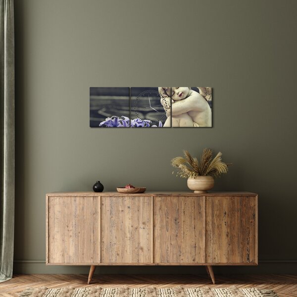 Tablou - Înger cu floare (cu ceas) (90x30 cm)