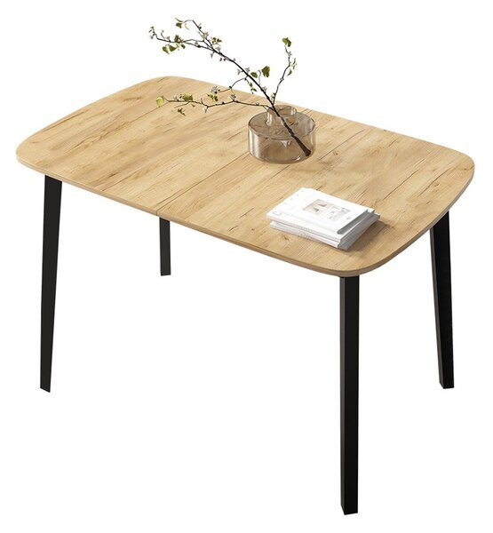 Masă sufragerie extensibilă 130 cm Grospan S 130x80 (Stejar craft auriu + Negru) (pentru 4-6 persoane). 1105346