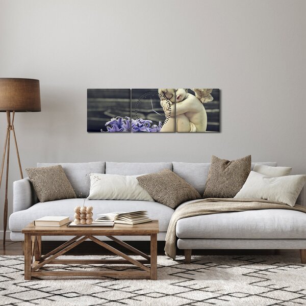 Tablou - Înger cu floare (cu ceas) (90x30 cm)