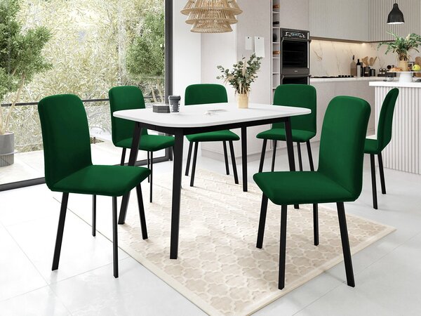 Masă sufragerie extensibilă 130 cm Grospan S 130x80 (Alb + Negru) (pentru 4-6 persoane). 1105347