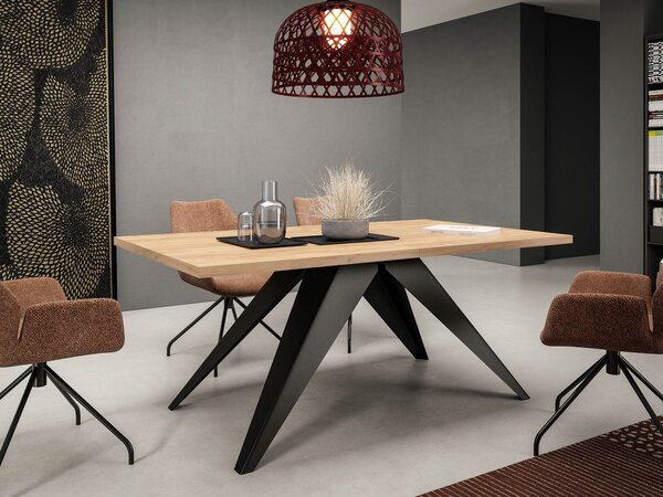 Masă sufragerie extensibilă Awalean 140 (Negru + Stejar craft auriu) (pentru 6-10 persoane). 1105357