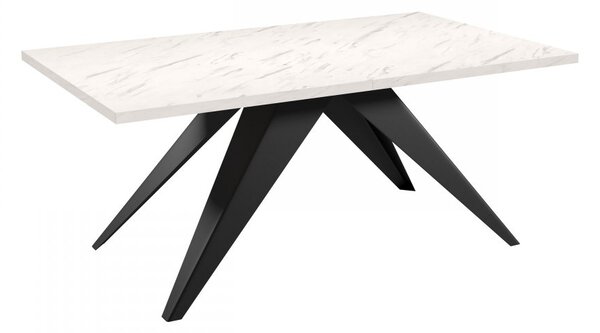 Masă sufragerie extensibilă Awalean 140 (Negru + Marmură bianco) (pentru 6-10 persoane). 1105360
