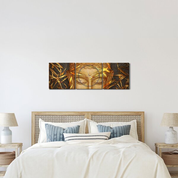 Tablou - Buddha de aur (cu ceas) (90x30 cm)