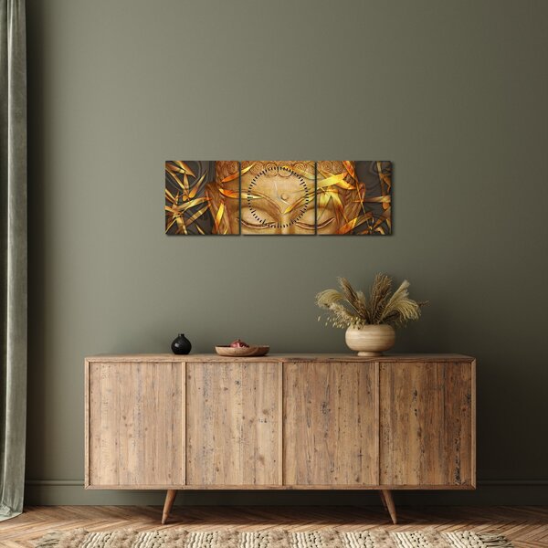 Tablou - Buddha de aur (cu ceas) (90x30 cm)