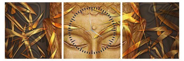 Tablou - Buddha de aur (cu ceas) (90x30 cm)