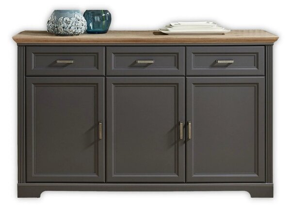 Comoda JASMIN, gri grafit/stejar artisan, PAL, 166x48x102 cm