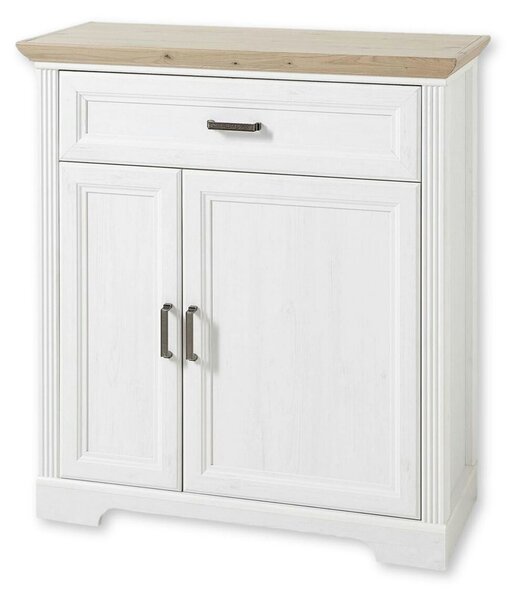 Comoda JASMIN, alb/stejar artisan, PAL, cu 2 usi si un sertar, 93x41x1