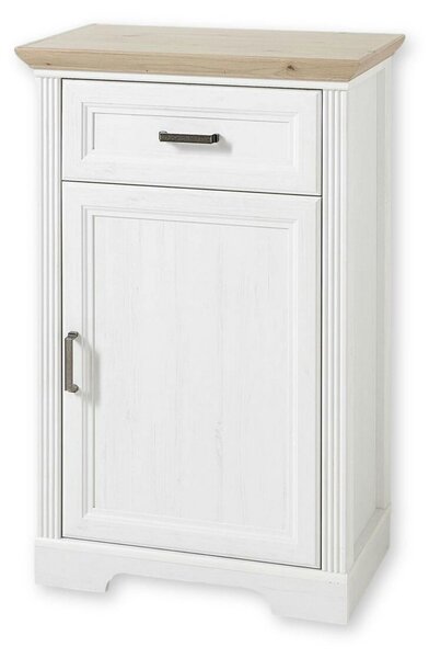 Comoda JASMIN, alb/stejar artisan, PAL, cu o usa si un sertar, 65x41x1