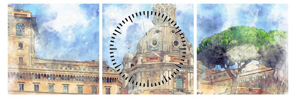 Tablou - Biserica Santa Maria di Loreto, Roma, Italia (cu ceas) (90x30 cm)
