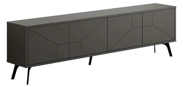 Comoda TV DUNE, gri antracit/negru, PAL melaminat, 180x30x50 cm