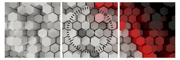 Tablou - 3D hexagoane (cu ceas) (90x30 cm)